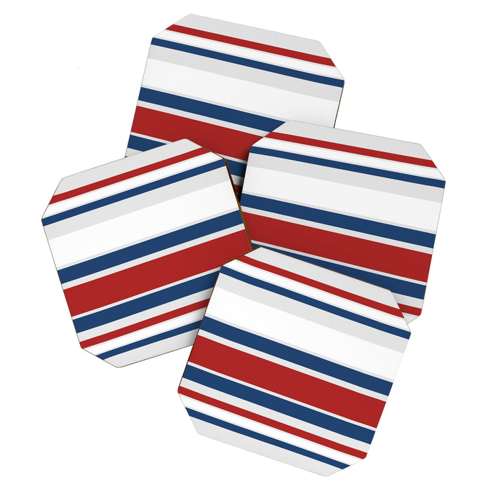 Striped Modern Classic Red White Blue Coaster Gallery Image 1