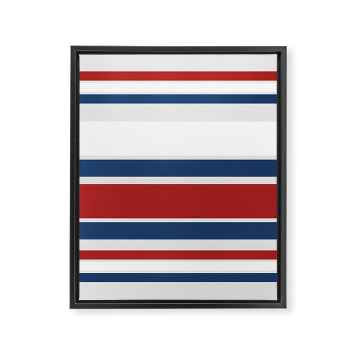 Striped Modern Classic Red White Blue Framed Canvas Print Gallery Image 1