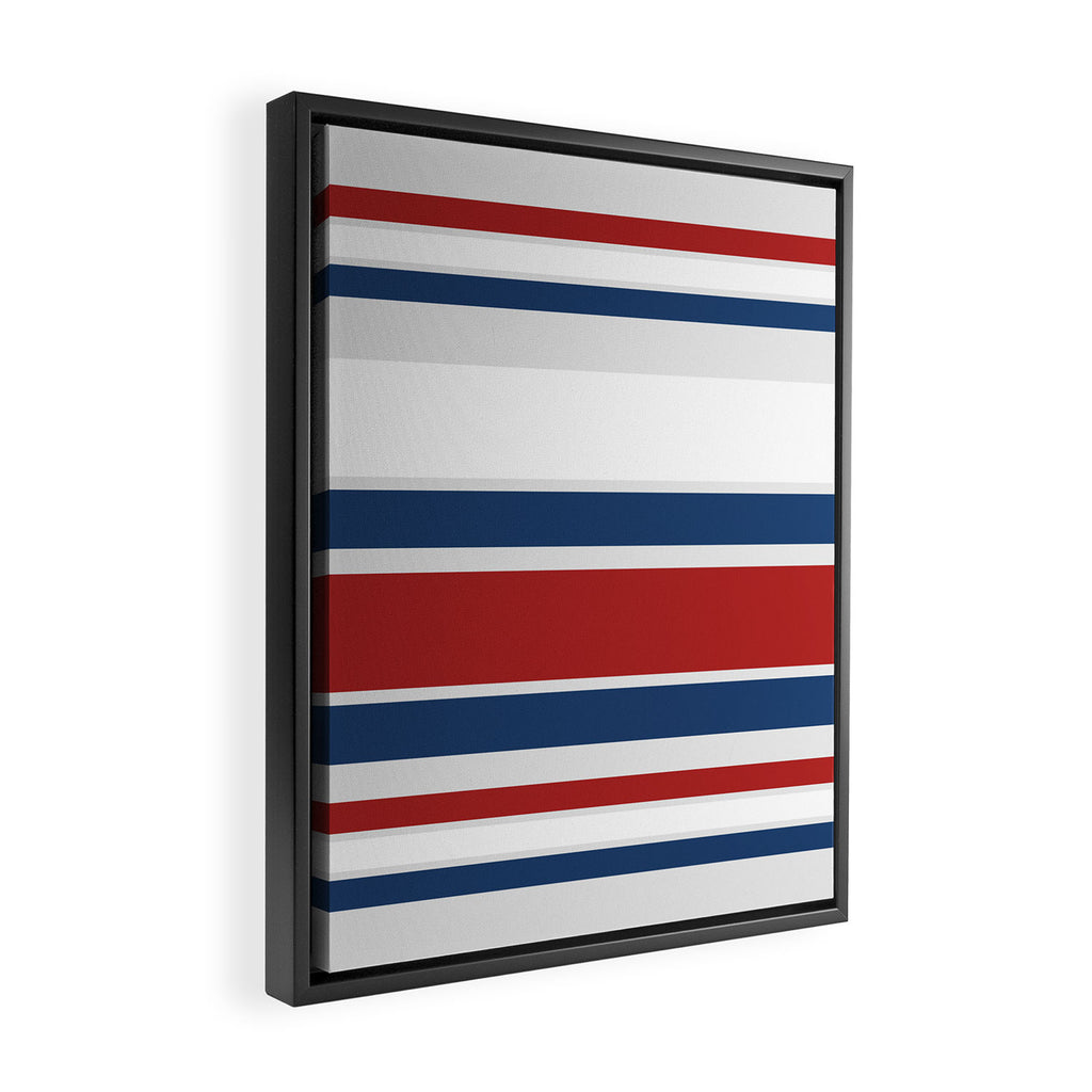 Striped Modern Classic Red White Blue Framed Canvas Print Gallery Image 2