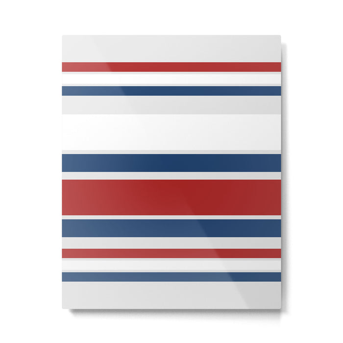 Striped Modern Classic Red White Blue Metal Print Gallery Image 1