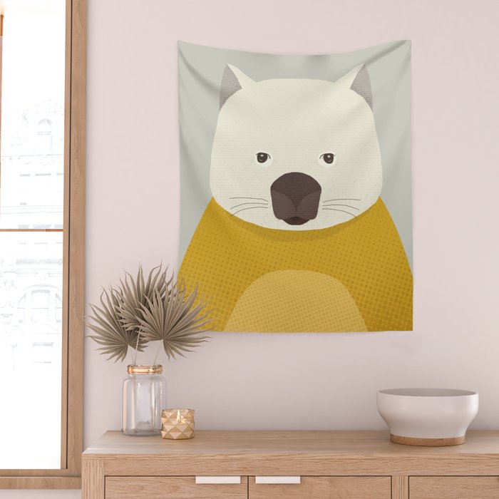 Whimsy Wombat, Animal Portrait Wall Tapestry Gallery Image 2