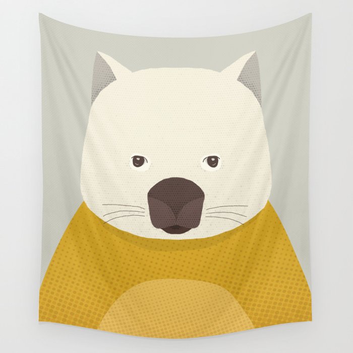 Whimsy Wombat, Animal Portrait Wall Tapestry Gallery Image 1