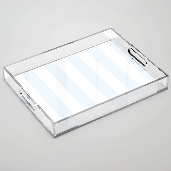 Alice Blue and White Cabana Tent Stripes Acrylic Tray Gallery Image 1