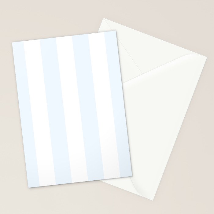 Alice Blue and White Cabana Tent Stripes Stationery Card Gallery Image 2