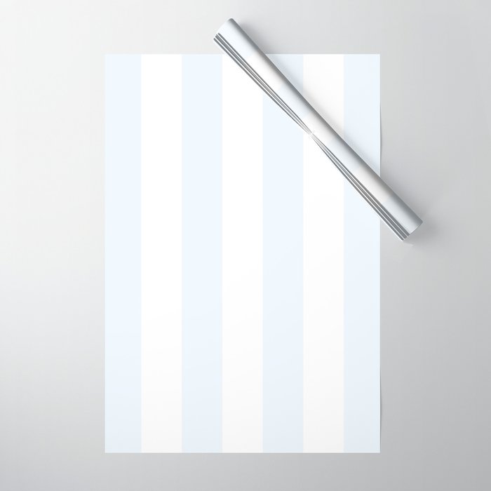 Alice Blue and White Cabana Tent Stripes Wrapping Paper Gallery Image 1