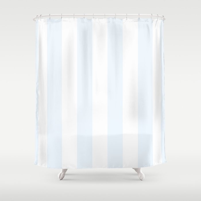 Alice Blue and White Cabana Tent Stripes Shower Curtain Gallery Image 1