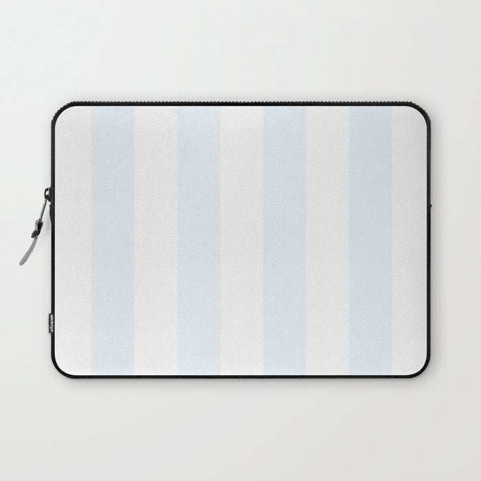 Alice Blue and White Cabana Tent Stripes Laptop Sleeve Gallery Image 1