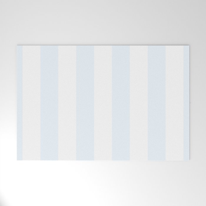 Alice Blue and White Cabana Tent Stripes Welcome Mat Gallery Image 1