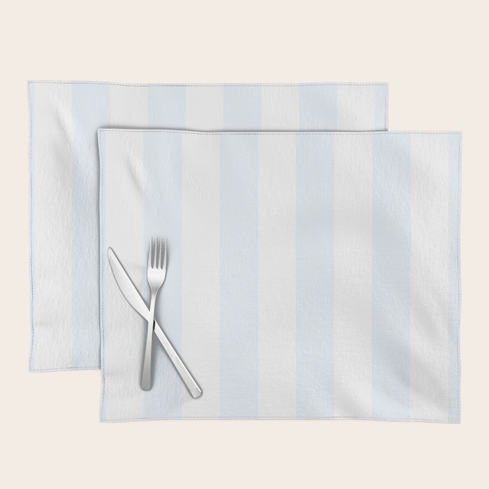 Alice Blue and White Cabana Tent Stripes Placemat Gallery Image 1
