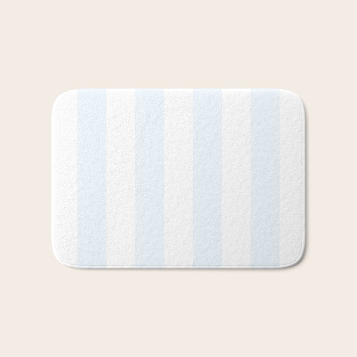 Alice Blue and White Cabana Tent Stripes Bath Mat Gallery Image 1