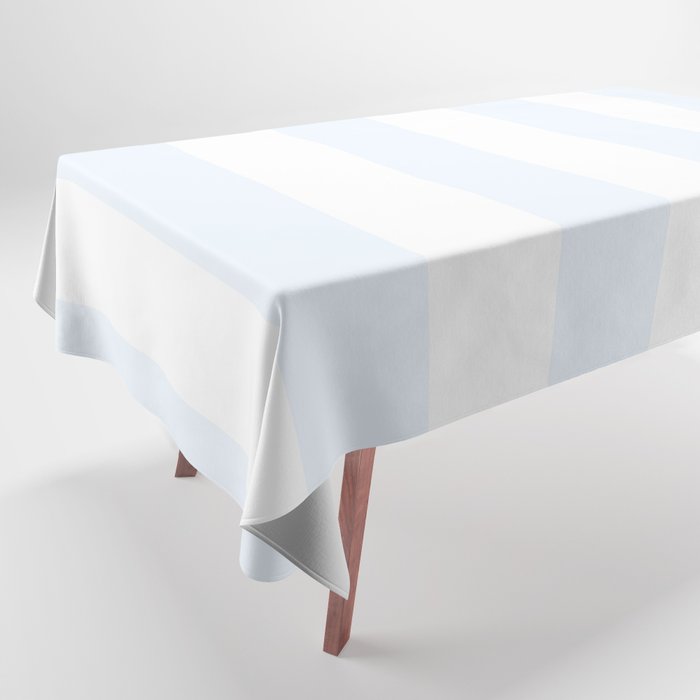 Alice Blue and White Cabana Tent Stripes Tablecloth Gallery Image 1