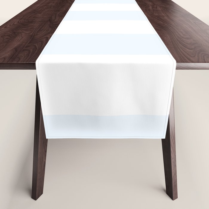 Alice Blue and White Cabana Tent Stripes Table Runner Gallery Image 1