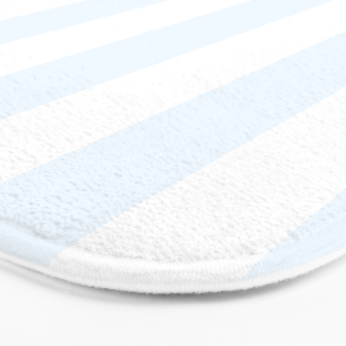 Alice Blue and White Cabana Tent Stripes Bath Mat Gallery Image 3