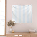 Alice Blue and White Cabana Tent Stripes Wall Tapestry Gallery Image 2