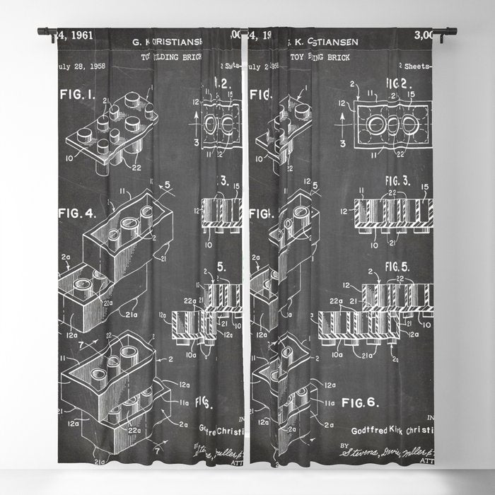 Legos Patent - Legos Brick Art - Black Chalkboard Window Curtain Gallery Image 5