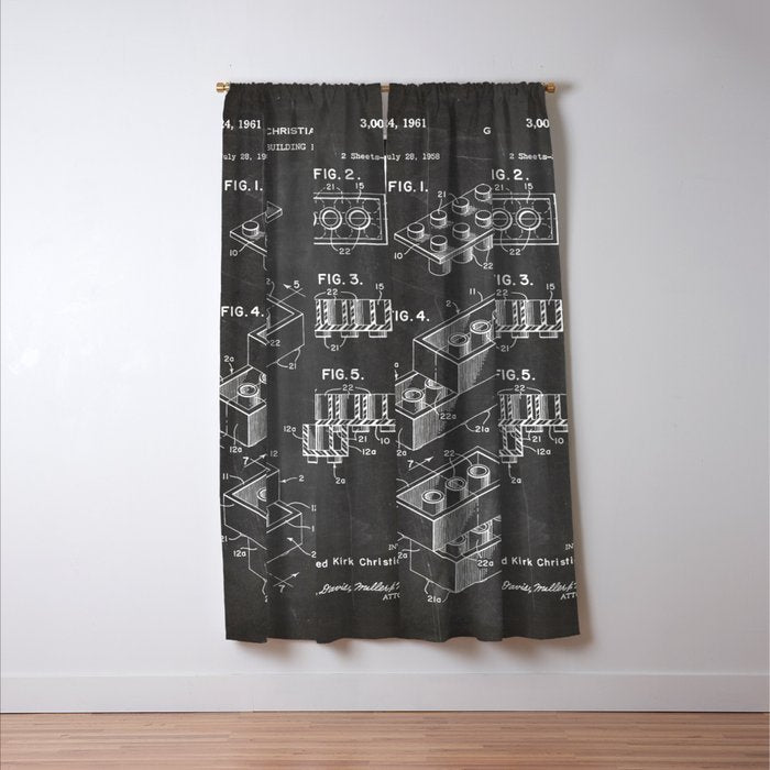 Legos Patent - Legos Brick Art - Black Chalkboard Window Curtain Gallery Image 3