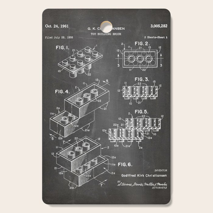 Legos Patent - Legos Brick Art - Black Chalkboard Cutting Board Gallery Image 1