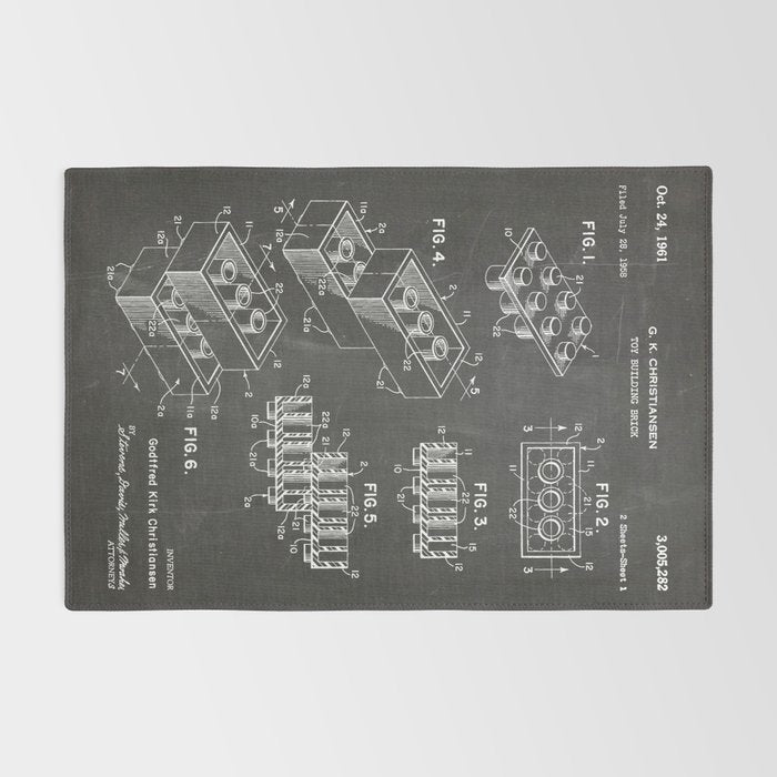 Legos Patent - Legos Brick Art - Black Chalkboard Rug Gallery Image 2