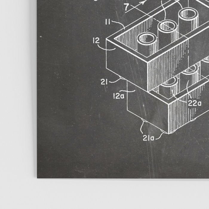 Legos Patent - Legos Brick Art - Black Chalkboard Poster Gallery Image 3