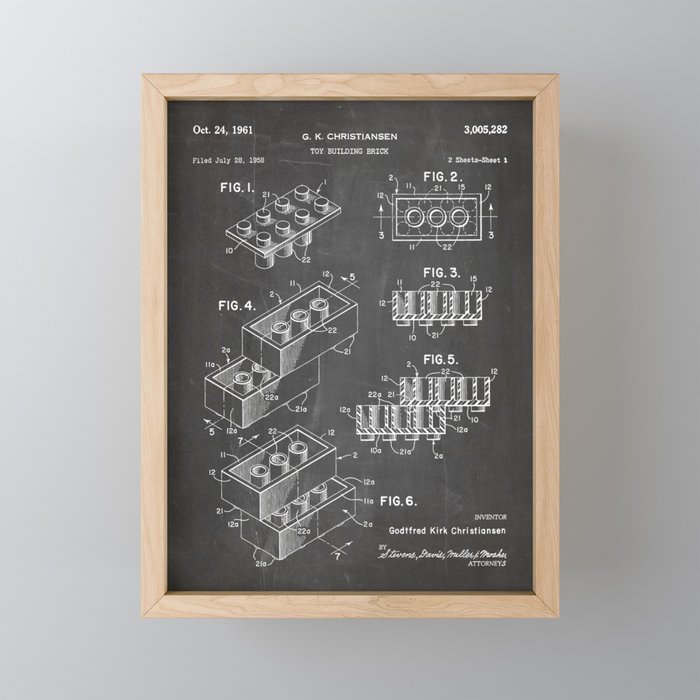 Legos Patent - Legos Brick Art - Black Chalkboard Mini Art Print Gallery Image 1
