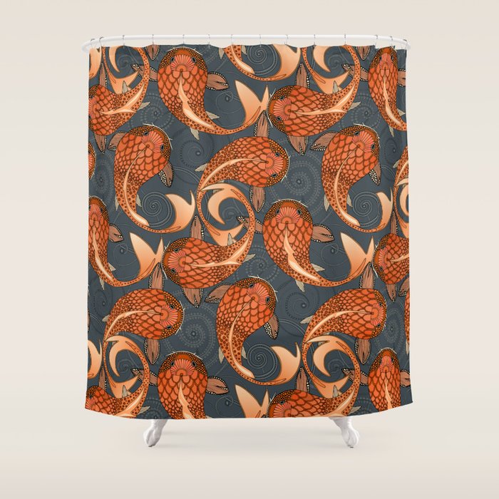 paisley fish gray Shower Curtain Gallery Image 1