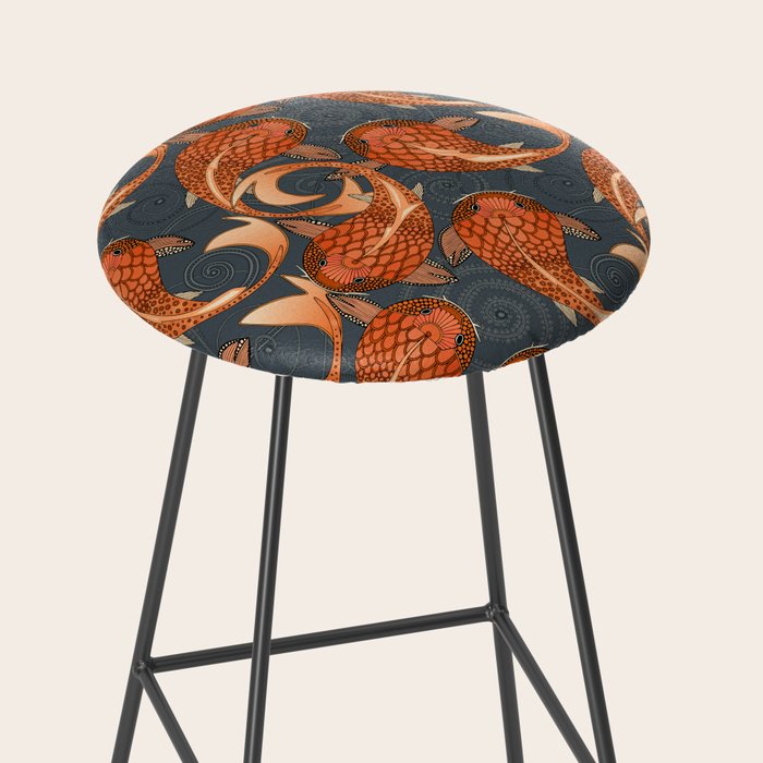 paisley fish gray Stool Gallery Image 2