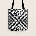 Black and white checkered floral pattern art Tote Bag Gallery Image 1