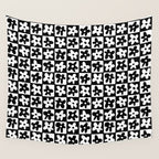 Black and white checkered floral pattern art Wall Tapestry Gallery Image 4