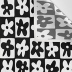 Black and white checkered floral pattern art Wall Tapestry Gallery Image 3