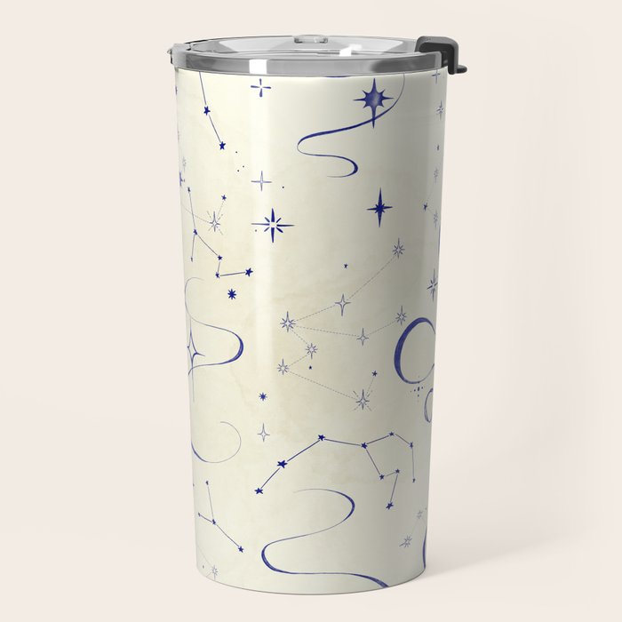 White and dark blue mystical starry night Travel Mug Gallery Image 2