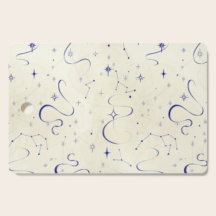 White and dark blue mystical starry night Cutting Board Gallery Image 1