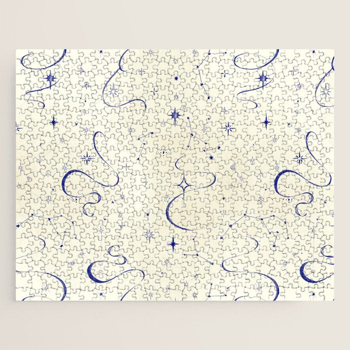 White and dark blue mystical starry night Jigsaw Puzzle Gallery Image 1