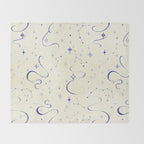 White and dark blue mystical starry night Throw Blanket Gallery Image 2