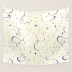 White and dark blue mystical starry night Wall Tapestry Gallery Image 4