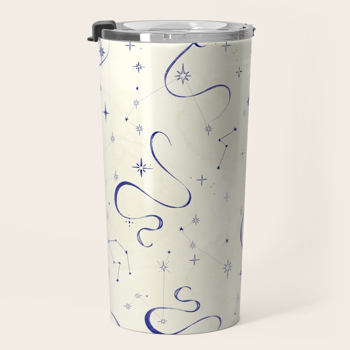 White and dark blue mystical starry night Travel Mug Gallery Image 3