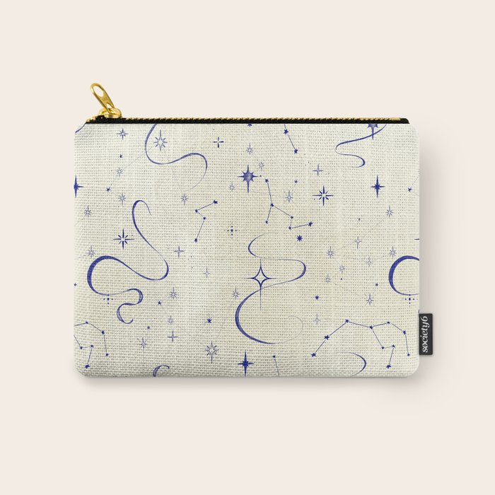 White and dark blue mystical starry night Carry All Pouch Gallery Image 1