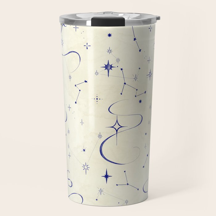 White and dark blue mystical starry night Travel Mug Gallery Image 1