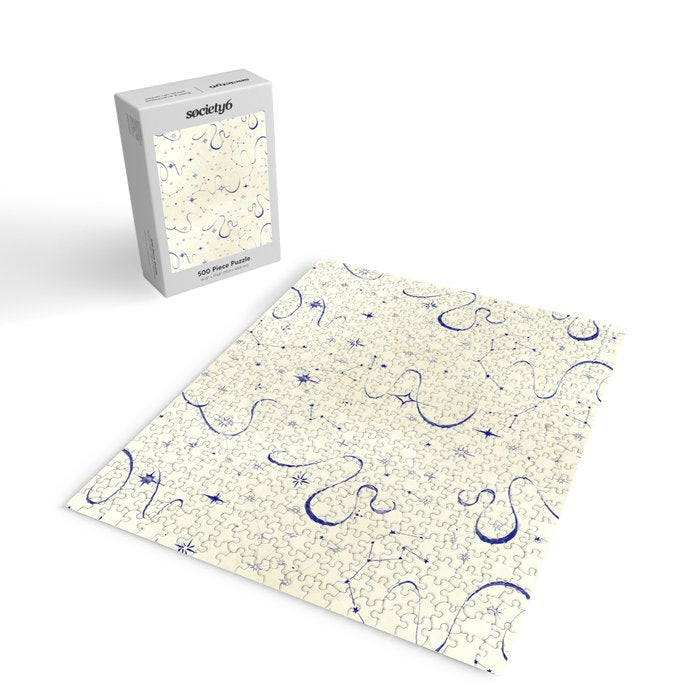 White and dark blue mystical starry night Jigsaw Puzzle Gallery Image 2