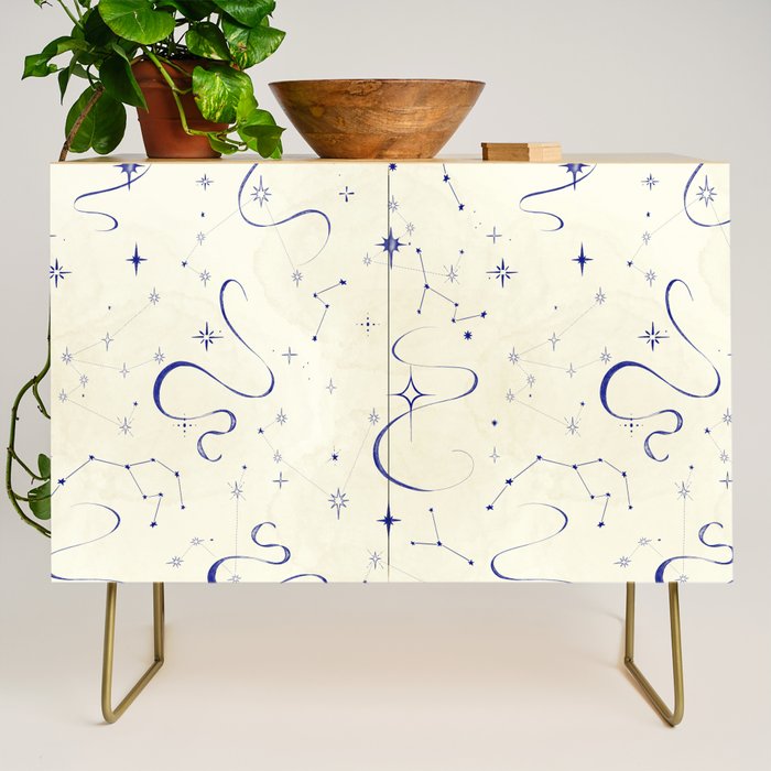 White and dark blue mystical starry night Credenza Gallery Image 1