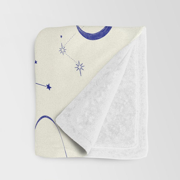 White and dark blue mystical starry night Throw Blanket Gallery Image 3