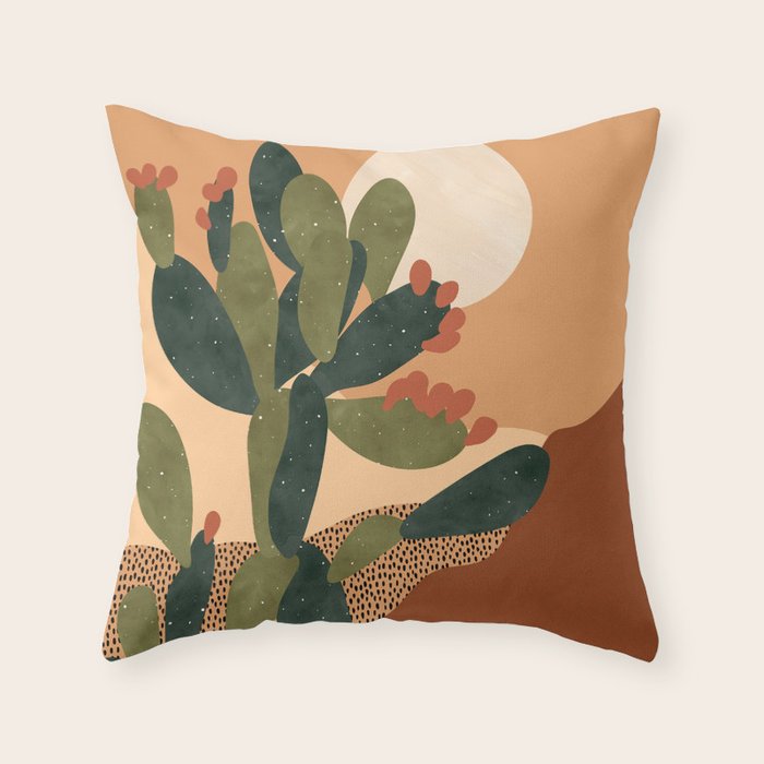 Prickly Pear Cactus Throw Pillow Gallery Image 1