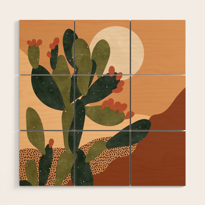 Prickly Pear Cactus Wood Wall Art Gallery Image 1