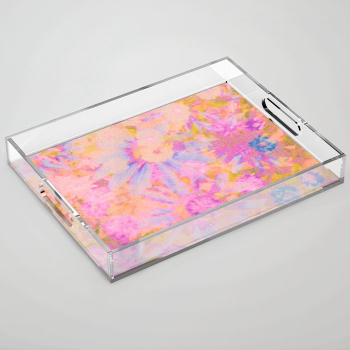 far out! pink floral tie dye Acrylic Tray Gallery Image 1