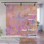 far out! pink floral tie dye Wall Mural Gallery Image 1