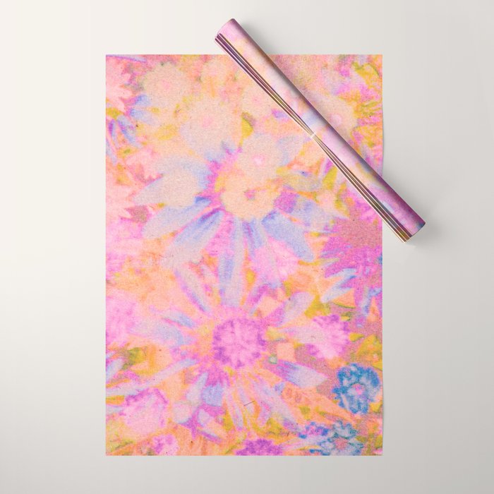 far out! pink floral tie dye Wrapping Paper Gallery Image 1