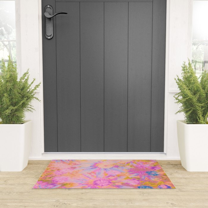 far out! pink floral tie dye Welcome Mat Gallery Image 3