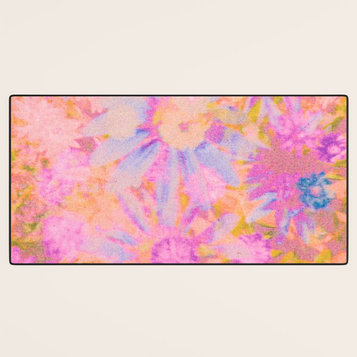 far out! pink floral tie dye Desk Mat Gallery Image 3