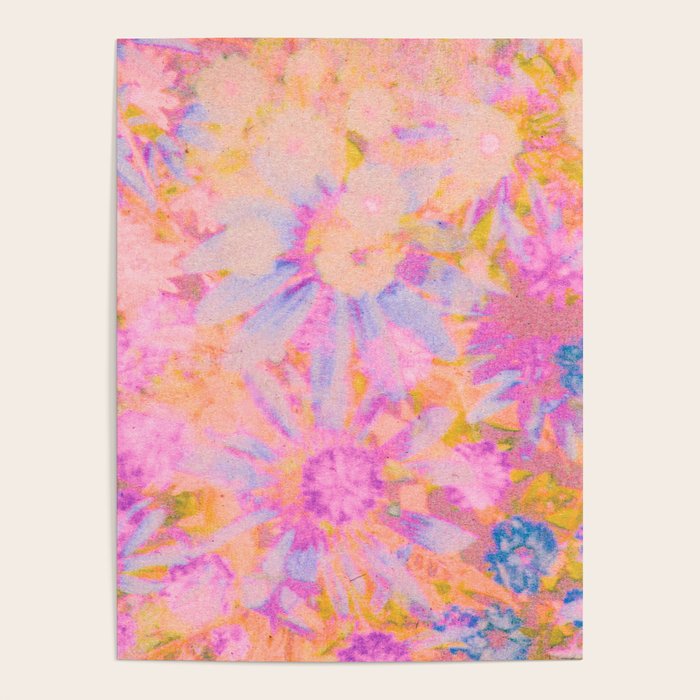 far out! pink floral tie dye Poster Gallery Image 1