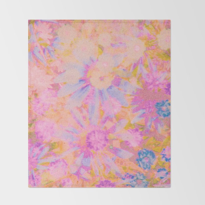 far out! pink floral tie dye Throw Blanket Gallery Image 2