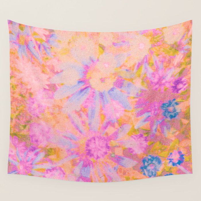far out! pink floral tie dye Wall Tapestry Gallery Image 1